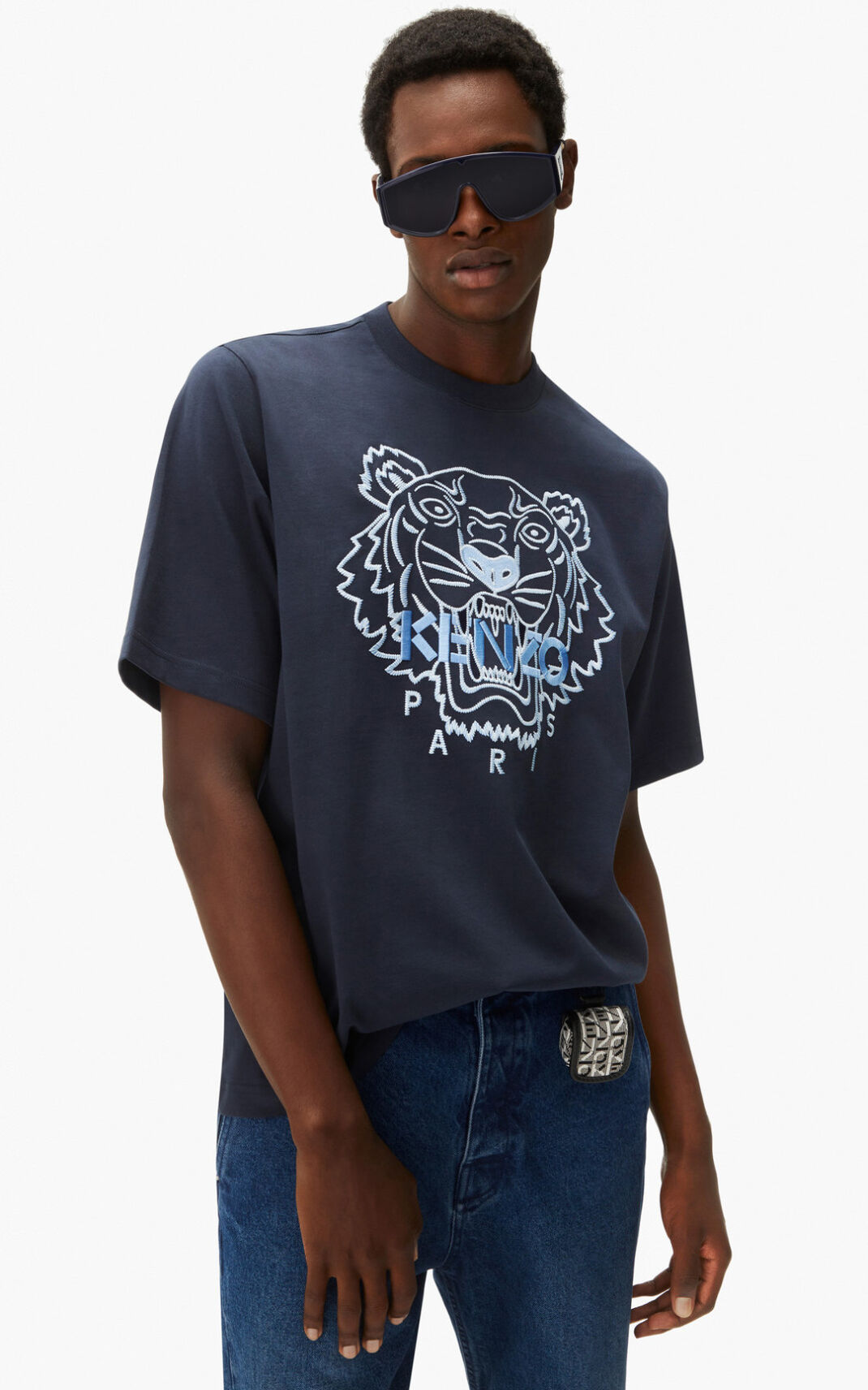 Kenzo Loose fitting Tiger T-shirt Heren Blauw Zwart | 04592ZGYO